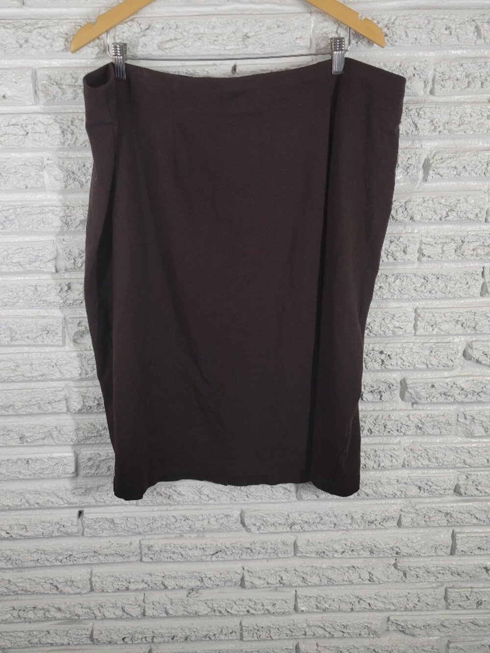 Eileen Fisher Brown Pencil Skirt 3X Plus Pull On Stretch Knee Length BRO45E